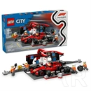 LEGO® F1®-es boxutca és személyzet, Ferrari autóval, versenyautós játék 60443