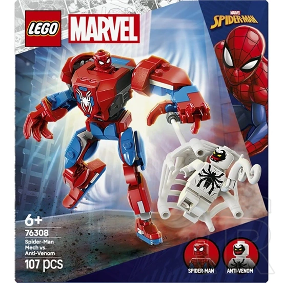 LEGO® Marvel Pókember robot vs. Anti-Venom, megépíthető játékfigurákat tartalmazó szett 76308