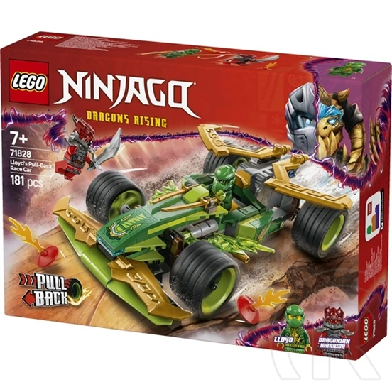 LEGO® NINJAGO® Lloyd hátrahúzhatós versenyautója, történetmesélős játékszett 71828