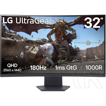 LG UltraGear 32GS60QC-B ívelt QHD, 180Hz FreeSync monitor