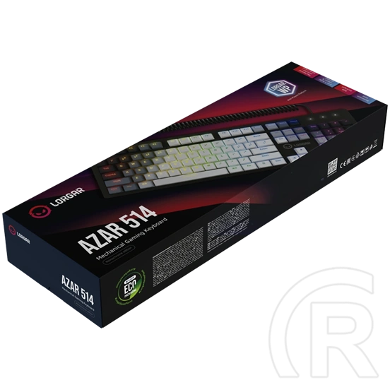 LORGAR Azar 514 mechanikus gamer billentyűzet (Dream Switches, USB, US, fehér)