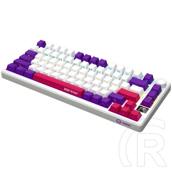 LORGAR KBP7075W vezeték nélküli 75%-os mechanikus gamer billentyűzet (Toxic Purple, USB/Bluetooth, US, fehér)