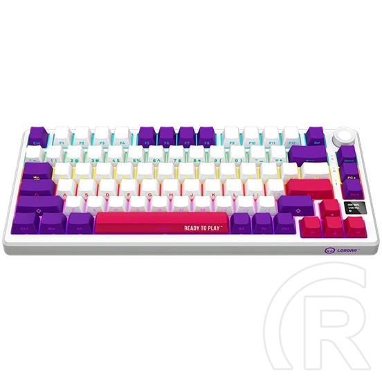 LORGAR KBP7075W vezeték nélküli 75%-os mechanikus gamer billentyűzet (Toxic Purple, USB/Bluetooth, US, fehér)