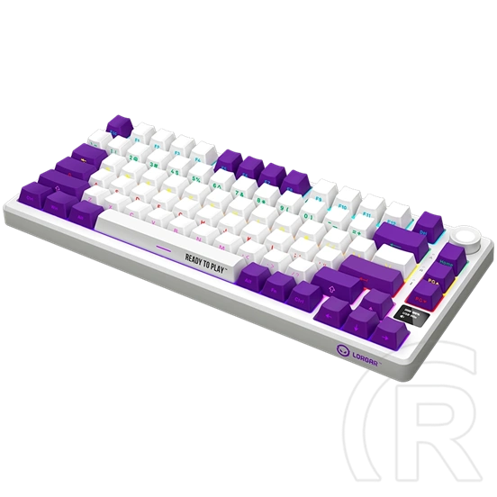 LORGAR KBP7075W vezeték nélküli 75%-os mechanikus gamer billentyűzet (Toxic Purple, USB/Bluetooth, US, fehér)