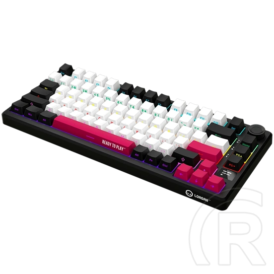 LORGAR KBP7075W vezeték nélküli 75%-os mechanikus gamer billentyűzet (Toxic Purple, USB/Bluetooth, US, fekete/piros)
