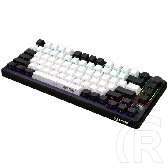 LORGAR KBP7075W vezeték nélküli 75%-os mechanikus gamer billentyűzet (Toxic Purple, USB/Bluetooth, US, fekete/piros)