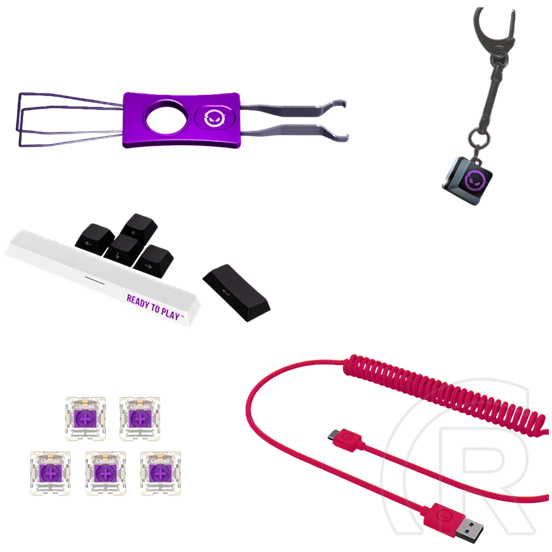 LORGAR KBP7075W vezeték nélküli 75%-os mechanikus gamer billentyűzet (Toxic Purple, USB/Bluetooth, US, fekete/piros)