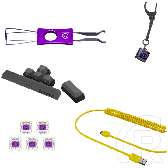 LORGAR KBP7075W vezeték nélküli 75%-os mechanikus gamer billentyűzet (Toxic Purple, USB/Bluetooth, US, fekete/sárga)
