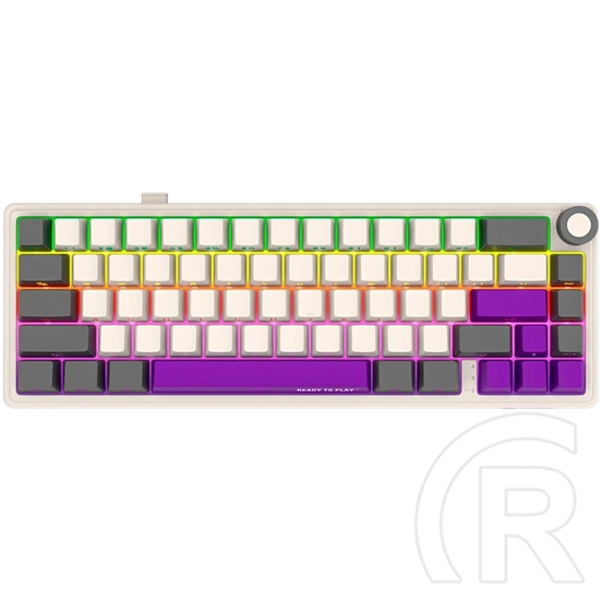 LORGAR KBP70MW vezeték nélküli 65%-os mechanikus gamer billentyűzet (Toxic Purple, USB/Bluetooth, US, bézs)