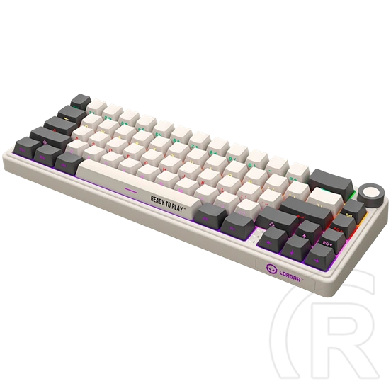 LORGAR KBP70MW vezeték nélküli 65%-os mechanikus gamer billentyűzet (Toxic Purple, USB/Bluetooth, US, bézs)