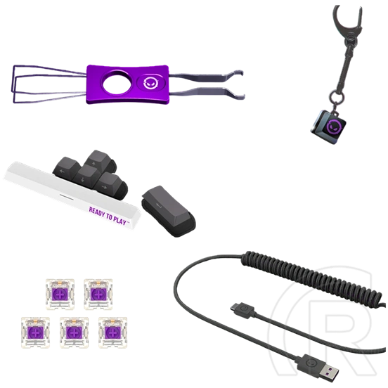 LORGAR KBP70MW vezeték nélküli 65%-os mechanikus gamer billentyűzet (Toxic Purple, USB/Bluetooth, US, bézs)
