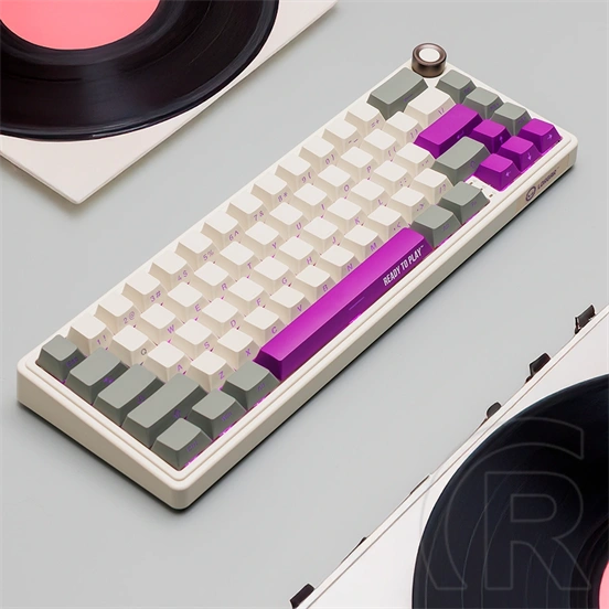 LORGAR KBP70MW vezeték nélküli 65%-os mechanikus gamer billentyűzet (Toxic Purple, USB/Bluetooth, US, bézs)