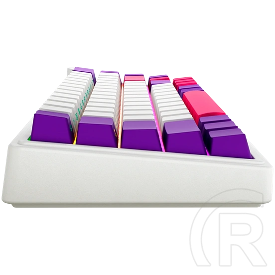 LORGAR KBP70MW vezeték nélküli 65%-os mechanikus gamer billentyűzet (Toxic Purple, USB/Bluetooth, US, fehér)