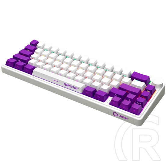 LORGAR KBP70MW vezeték nélküli 65%-os mechanikus gamer billentyűzet (Toxic Purple, USB/Bluetooth, US, fehér)
