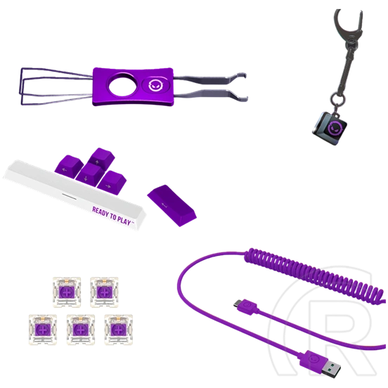 LORGAR KBP70MW vezeték nélküli 65%-os mechanikus gamer billentyűzet (Toxic Purple, USB/Bluetooth, US, fehér)