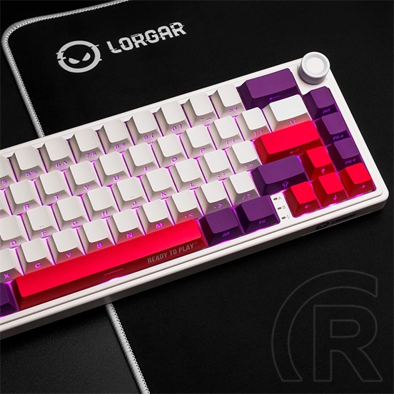 LORGAR KBP70MW vezeték nélküli 65%-os mechanikus gamer billentyűzet (Toxic Purple, USB/Bluetooth, US, fehér)
