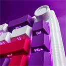 LORGAR KBP70MW vezeték nélküli 65%-os mechanikus gamer billentyűzet (Toxic Purple, USB/Bluetooth, US, fehér)