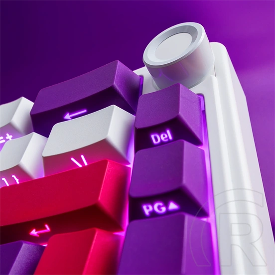 LORGAR KBP70MW vezeték nélküli 65%-os mechanikus gamer billentyűzet (Toxic Purple, USB/Bluetooth, US, fehér)