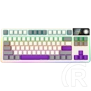 LORGAR KBP70TKLW Pro vezeték nélküli mechanikus gamer billentyűzet (Toxic Purple, USB/Bluetooth, US, bézs)