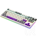 LORGAR KBP70TKLW Pro vezeték nélküli mechanikus gamer billentyűzet (Toxic Purple, USB/Bluetooth, US, bézs)
