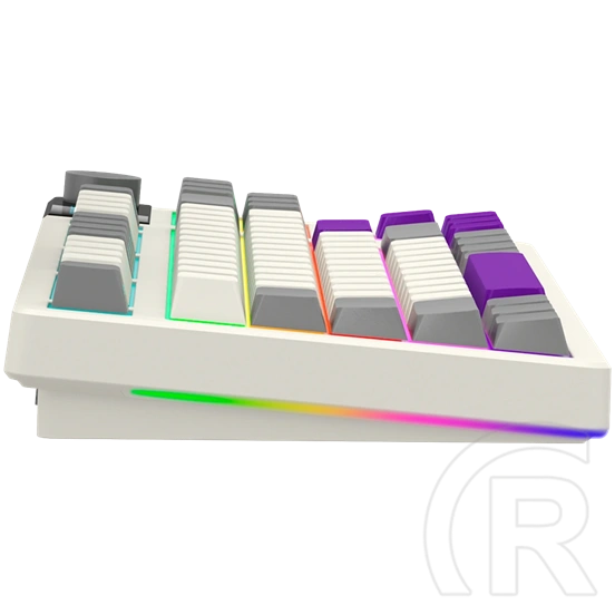 LORGAR KBP70TKLW Pro vezeték nélküli mechanikus gamer billentyűzet (Toxic Purple, USB/Bluetooth, US, bézs)