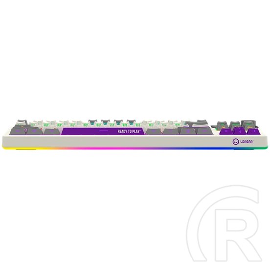 LORGAR KBP70TKLW Pro vezeték nélküli mechanikus gamer billentyűzet (Toxic Purple, USB/Bluetooth, US, bézs)