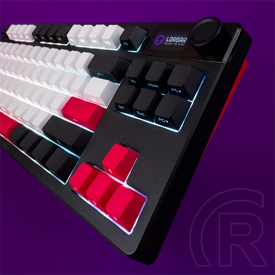 LORGAR KBP70TKLW Pro vezeték nélküli mechanikus gamer billentyűzet (Toxic Purple, USB/Bluetooth, US, bézs)