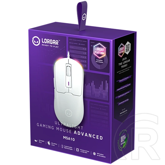 LORGAR MSA10 optikai egér (USB, fehér)