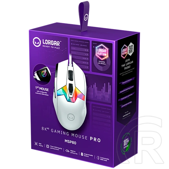 LORGAR MSP80 PRO optikai egér (USB, fehér)