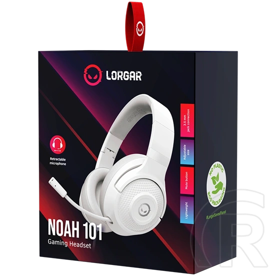 LORGAR Noah 101 Gaming mikrofonos fejhallgató (3.5mm jack, 2m, fehér)
