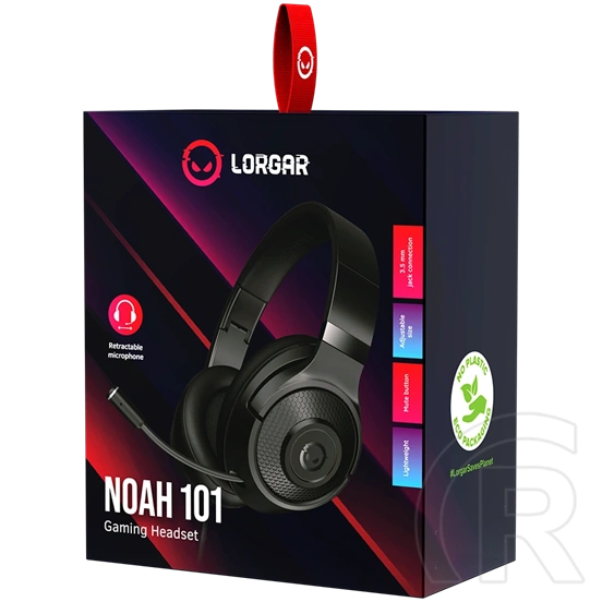 LORGAR Noah 101 Gaming mikrofonos fejhallgató (3.5mm jack, 2m, fekete)