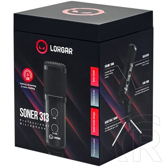 LORGAR Soner 313 Gaming asztali mikrofon (fekete)