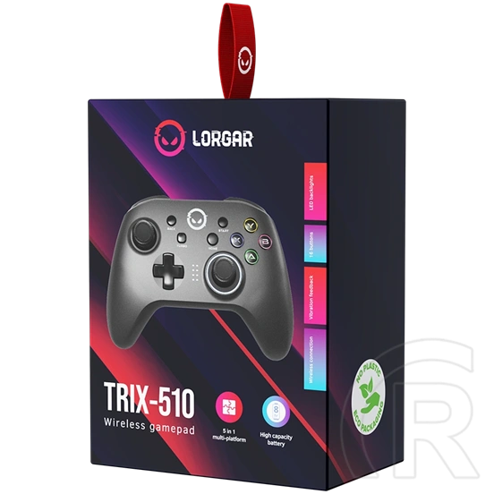 LORGAR TRIX-510 gamepad (Windows, Android, iOS, Nintendo Switch, PS3, vezeték nélküli)