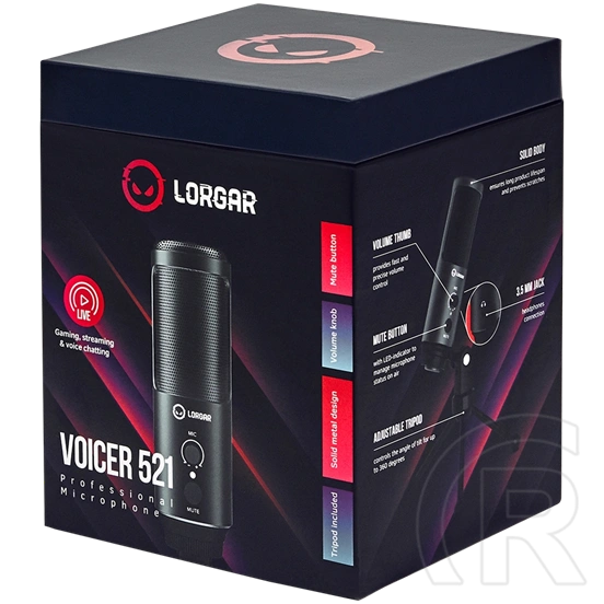 LORGAR Voicer 521 Gaming asztali mikrofon (fekete)
