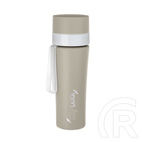 Laica rozsdamentes matt bézsre festett fast disk rendszerű vízszűrő kulacs pánttal, 0,55 literes