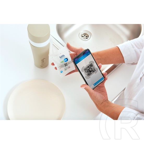 Laica rozsdamentes matt bézsre festett fast disk rendszerű vízszűrő kulacs pánttal, 0,55 literes