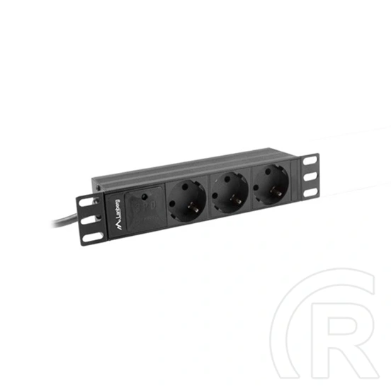 Lanberg 10" 1U PDU/elosztósor (3x Schuko aljzat, 2 m, 16A, fekete)