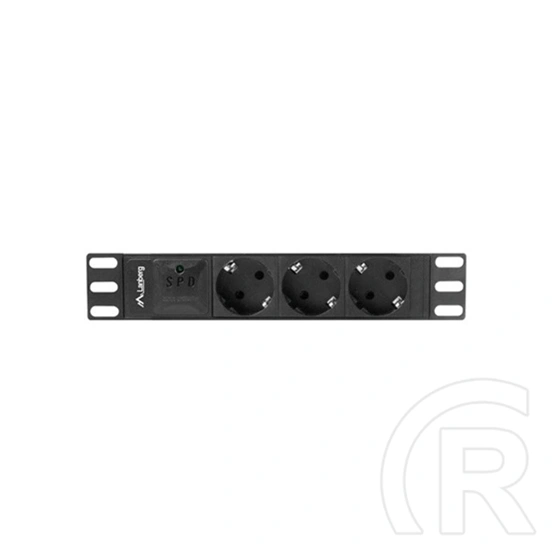Lanberg 10" 1U PDU/elosztósor (3x Schuko aljzat, 2 m, 16A, fekete)