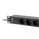 Lanberg 10" 1U PDU/elosztósor (3x Schuko aljzat, 2 m, 16A, fekete)