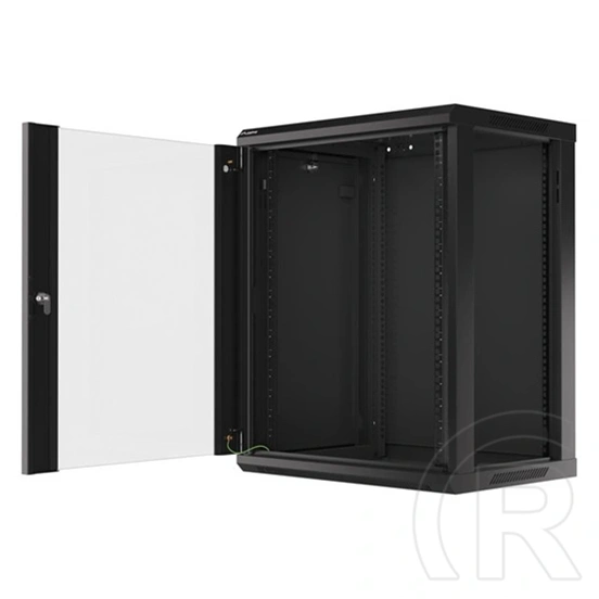 Lanberg 19" 15U fali rackszekrény (600x450 mm, edzett üvegajtó, lapraszerelt, fekete)