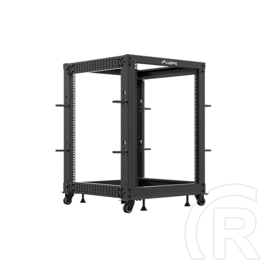 Lanberg 19" 15U szabadon álló rack keret (600x600-1100 mm, állítható mélységű, fekete)