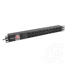 Lanberg 19" 1U PDU (10 aljzat IEC C13, 10 A, 2 m kábel, C14 dugó, fekete)