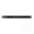 Lanberg 19" 1U PDU (16 A, 2 m kábel, 10 aljzat, 2x C19, 8x IEC C13, fekete)