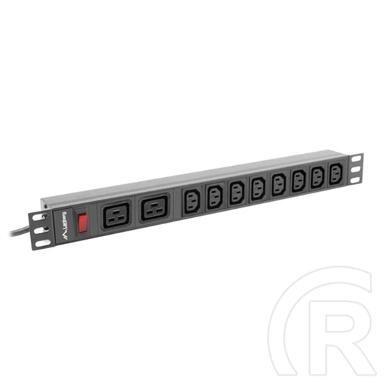 Lanberg 19" 1U PDU (16 A, 2 m kábel, 10 aljzat, 2x C19, 8x IEC C13, fekete)