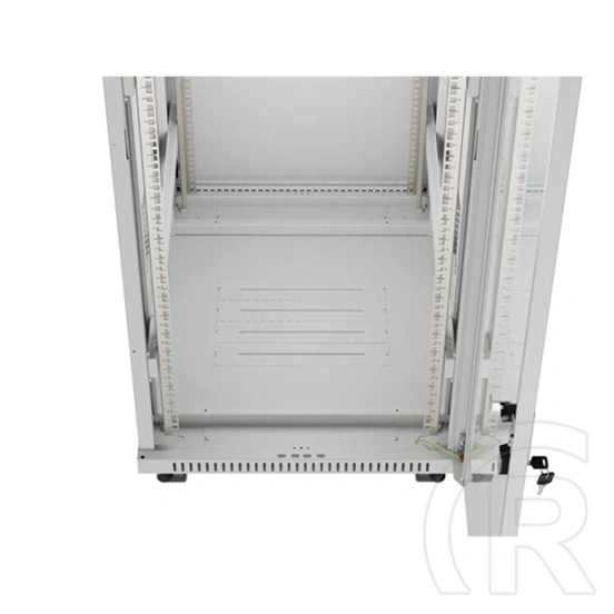 Lanberg 19" 32U szabadon álló rackszekrény (600x800 mm, üvegajtó, lapraszerelt, LCD kijelző, szürke)