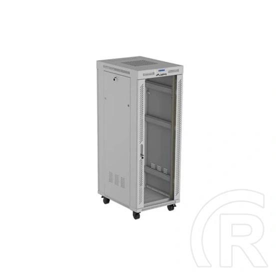 Lanberg 19" 32U szabadon álló rackszekrény (600x800 mm, üvegajtó, lapraszerelt, LCD kijelző, szürke)