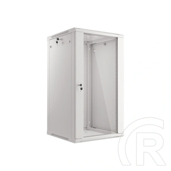 Lanberg 19" fali rackszekrény 22U (600x600, 529.5 mm mély, üvegajtó, lapraszerelt, szürke)
