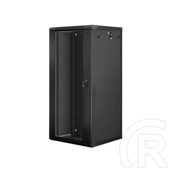 Lanberg 19" fali rackszekrény 27U (600x600, lapraszerelt, 529.5 mm mély, edzett üveg első ajtó, fekete)