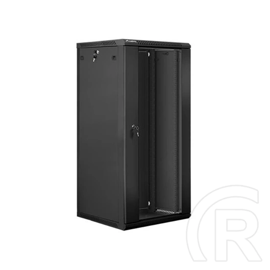 Lanberg 19" fali rackszekrény 27U (600x600, lapraszerelt, 529.5 mm mély, edzett üveg első ajtó, fekete)
