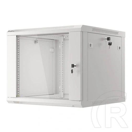 Lanberg 19" fali rackszekrény 9U (600x600, lapraszerelt, 600mm mély, edzett üveg, szürke)